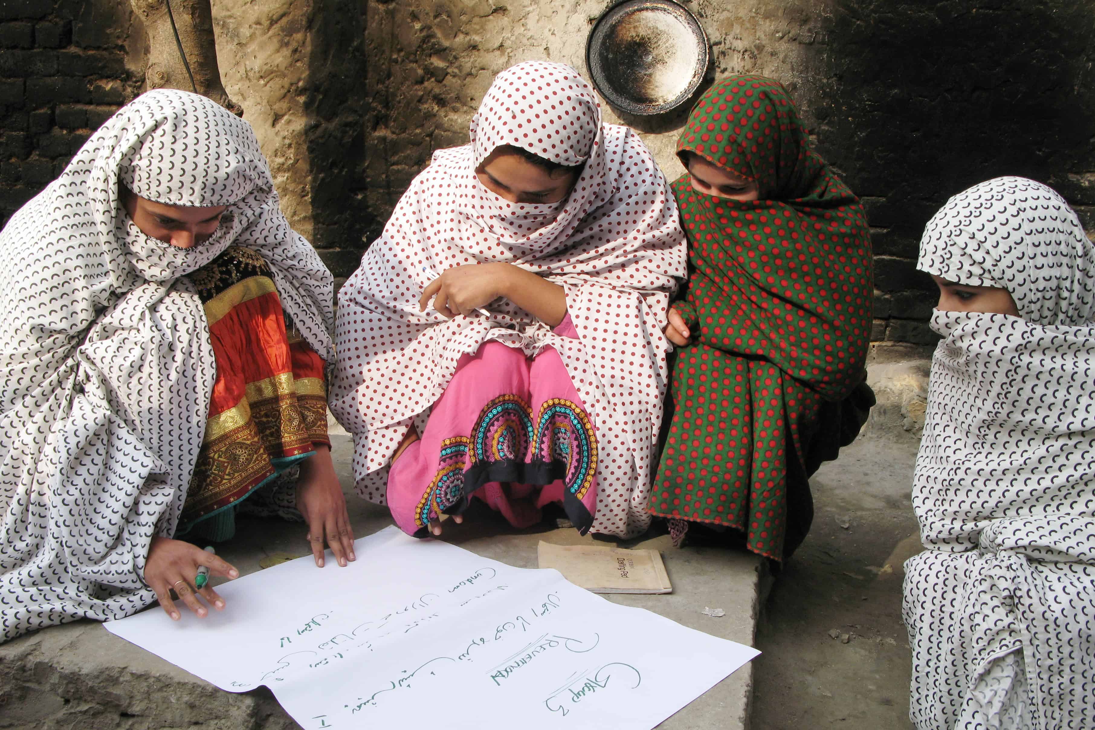 Peshawar. Pakistan. Fight against extremism. 'Aware Girls' is a young women led Organisation working for women empowerment, gender equality, and peace in Pakistan. women at Swabi community HIV/AIDS Education Session