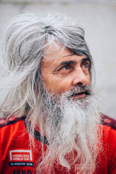 Swiss goalkeeper Ruedi Kalin at the 2016 Homeless World Cup