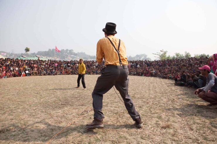 Image for Clowns bring laughter to the refugee Rohingya community in Bangladesh