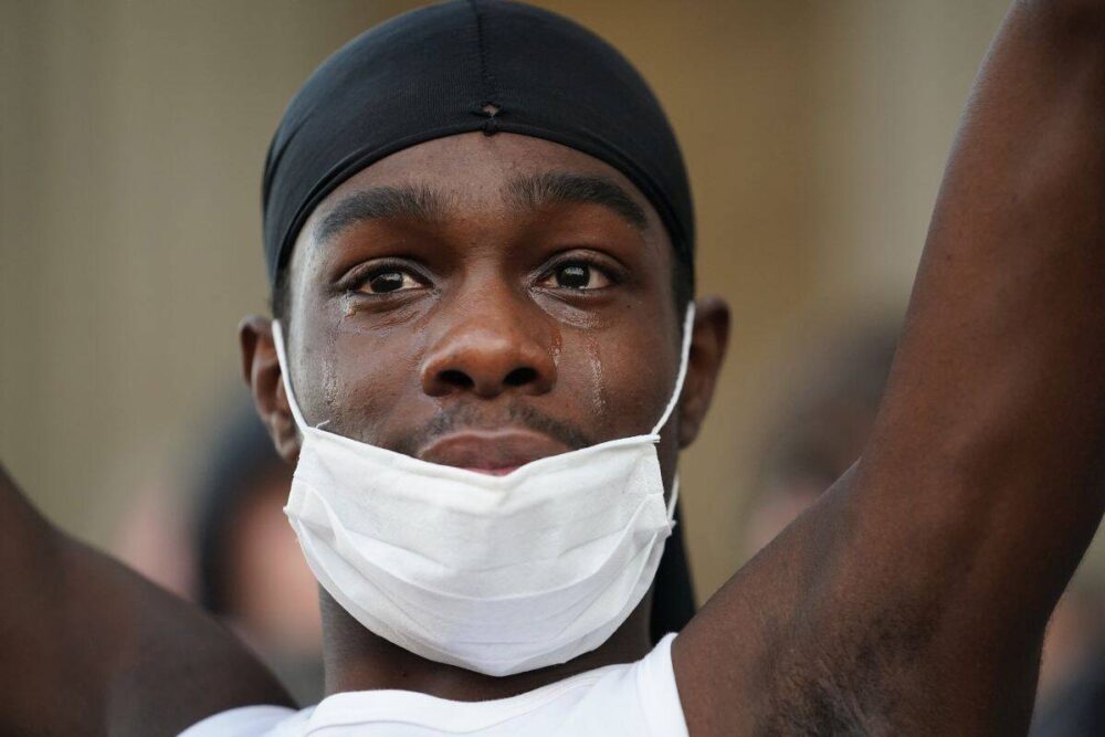 A protestor at a Black Lives Matter event in Liverpool