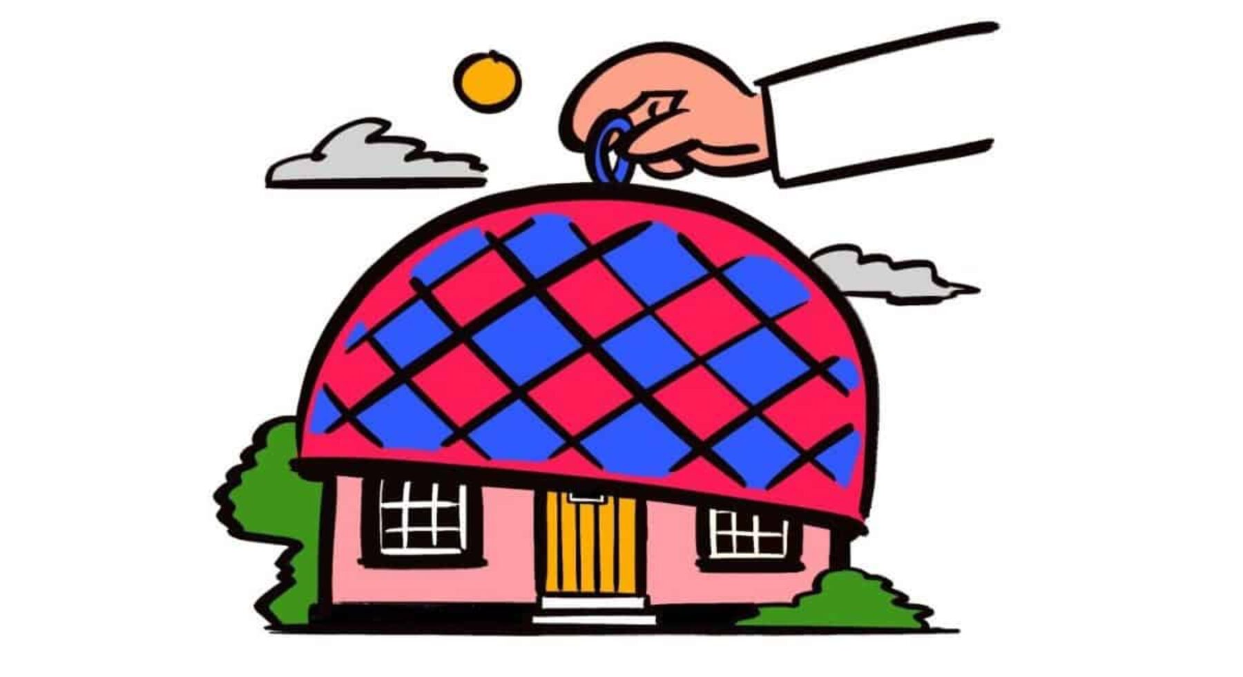 Image for ‘What could be more exciting than putting a tea cosy on a house?’