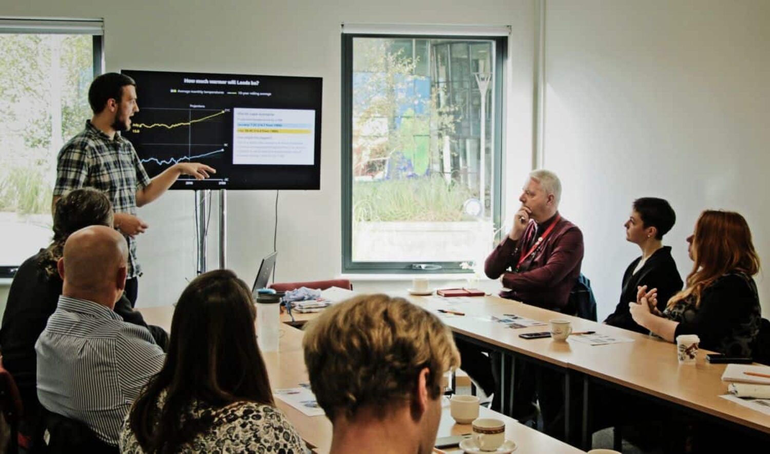 Jamie Saye conducting carbon literacy training at Opera North