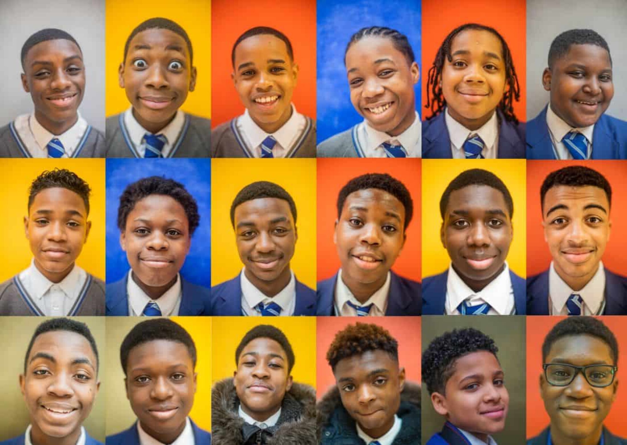 Portraits of some of the teens who took part in the Smile-ing Boys project