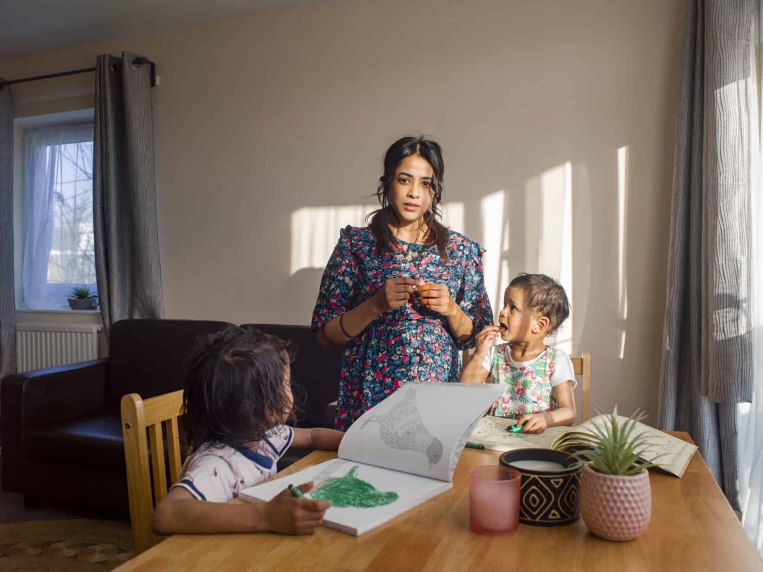 Single mother Jana with children Isaac and Yaana