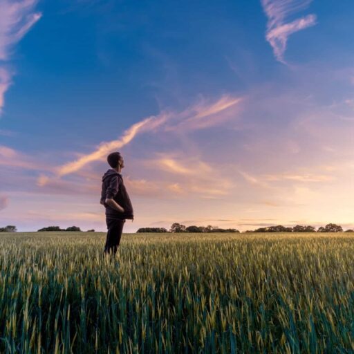 man in a field